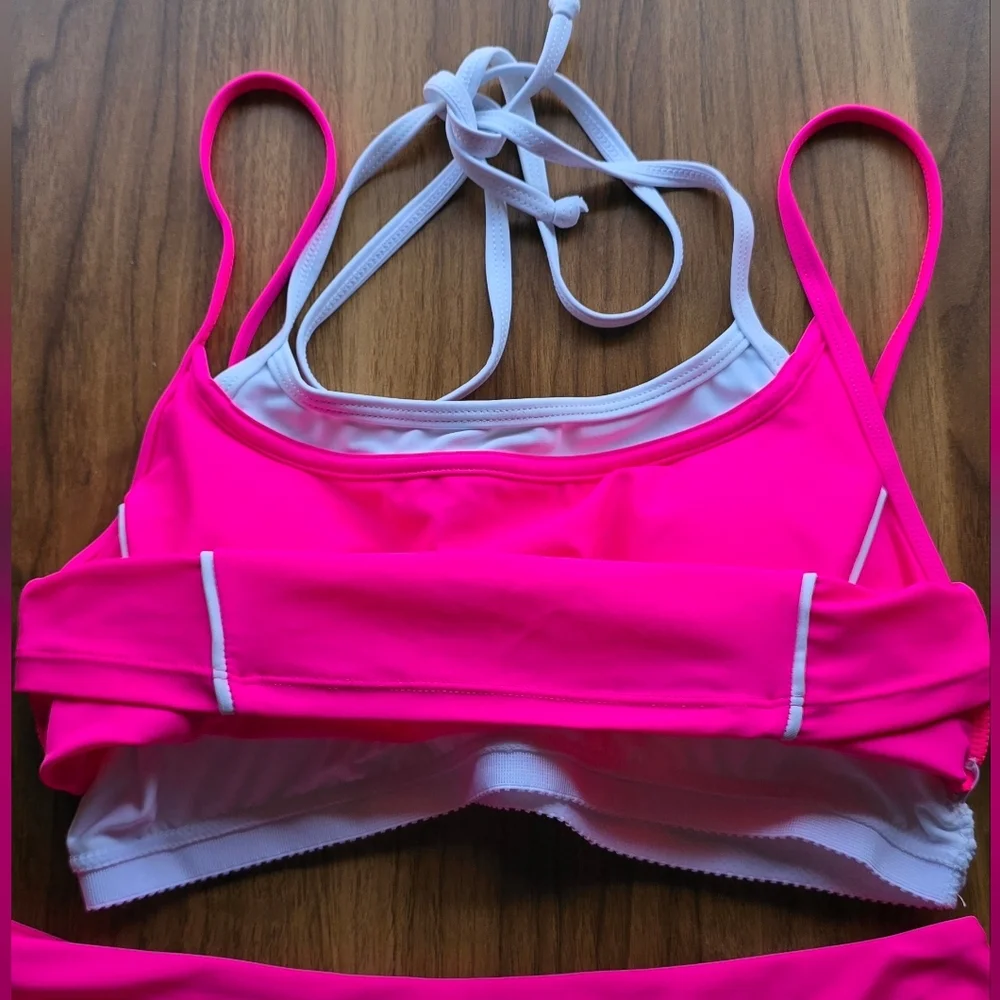 Pink Queen High Waisted Sporty Two Piece Swimsuit With Pockets Size Medium